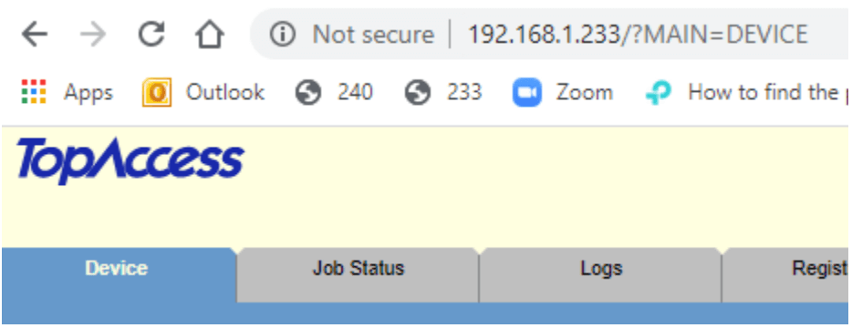 test IP address in TopAccess