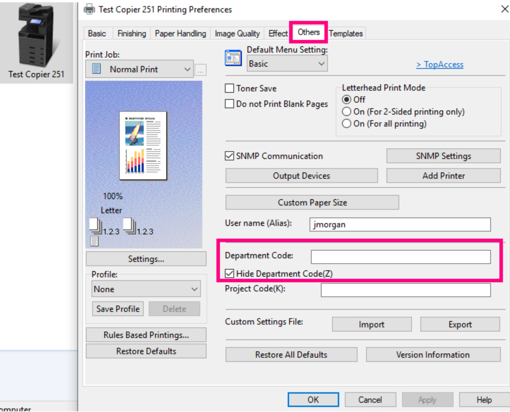 Toshiba Copier Department Code setup step 11