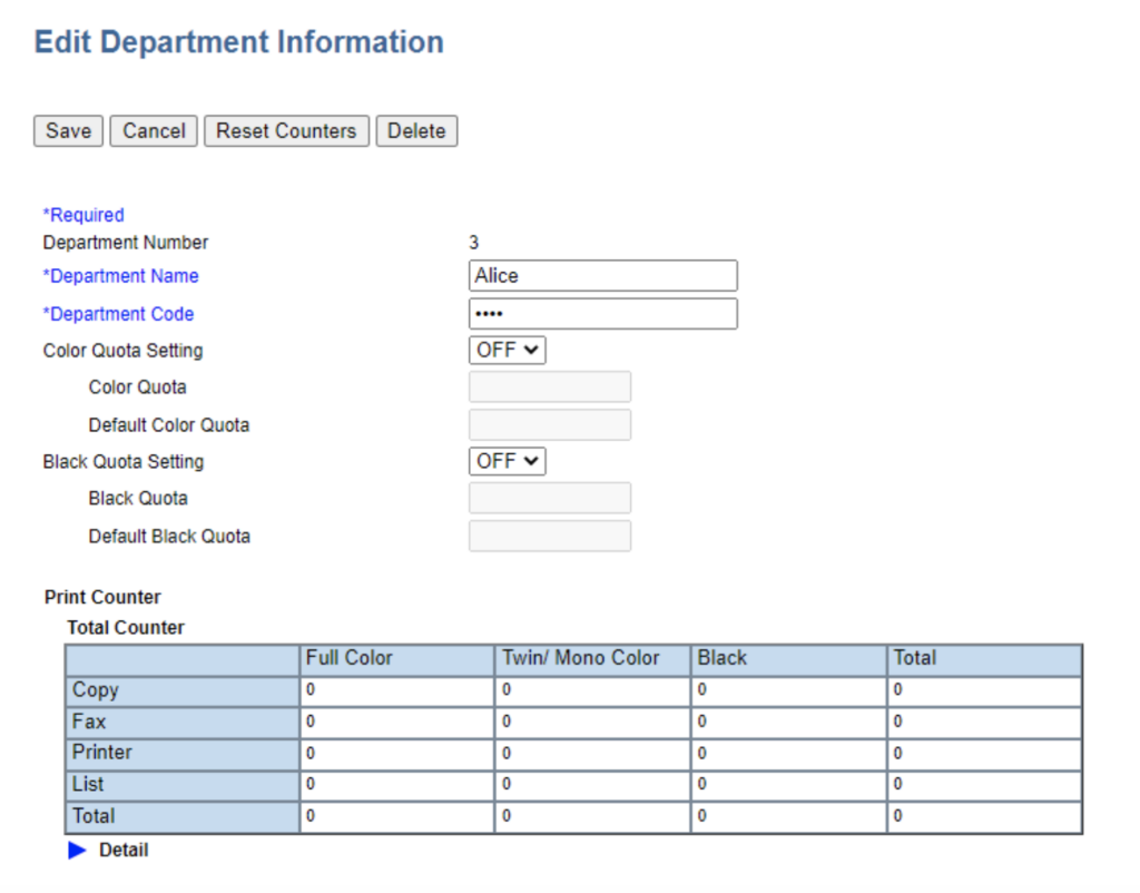 Toshiba Copier Department Code setup step 4